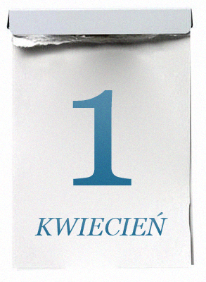 Kartka z kalendarza niebieski napis 1 kwiecień